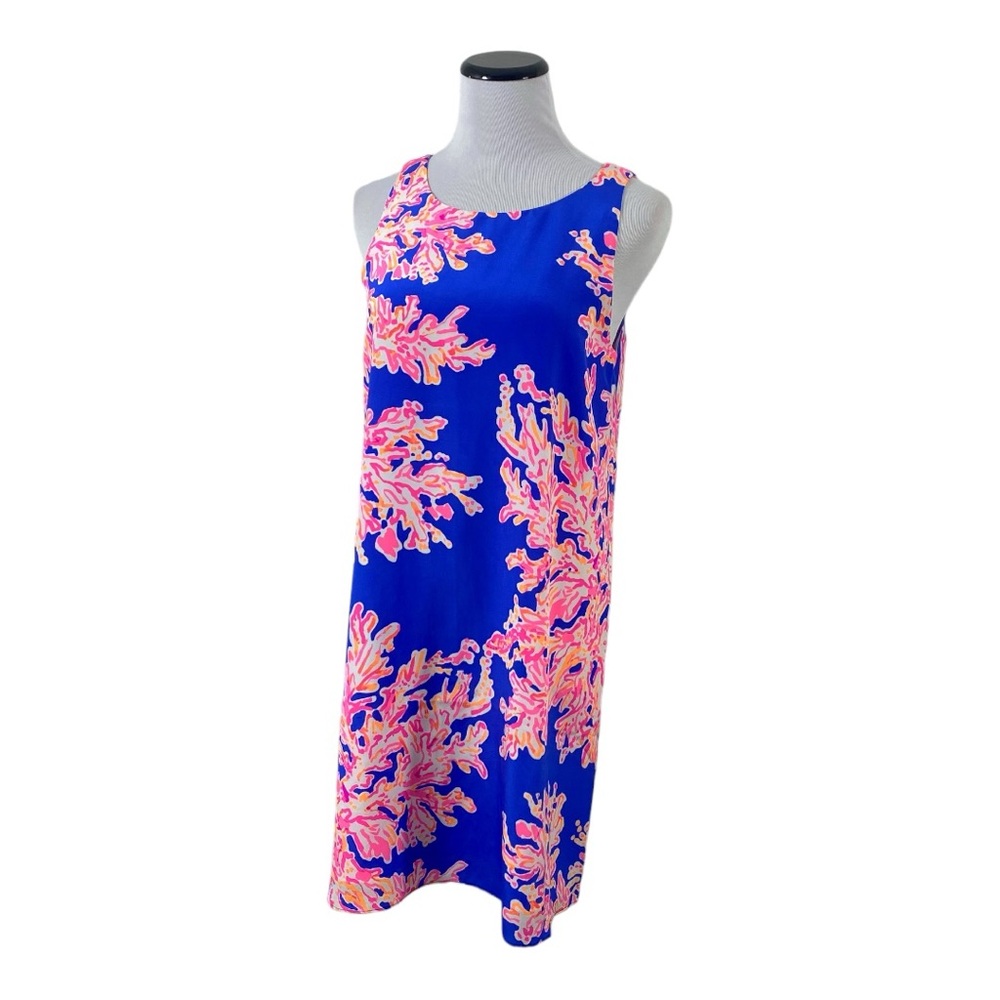 Lilly Pulitzer Jackie Silk Shift Dress It's Eelectric Brilliant Blue Sz S - Picture 3 of 5